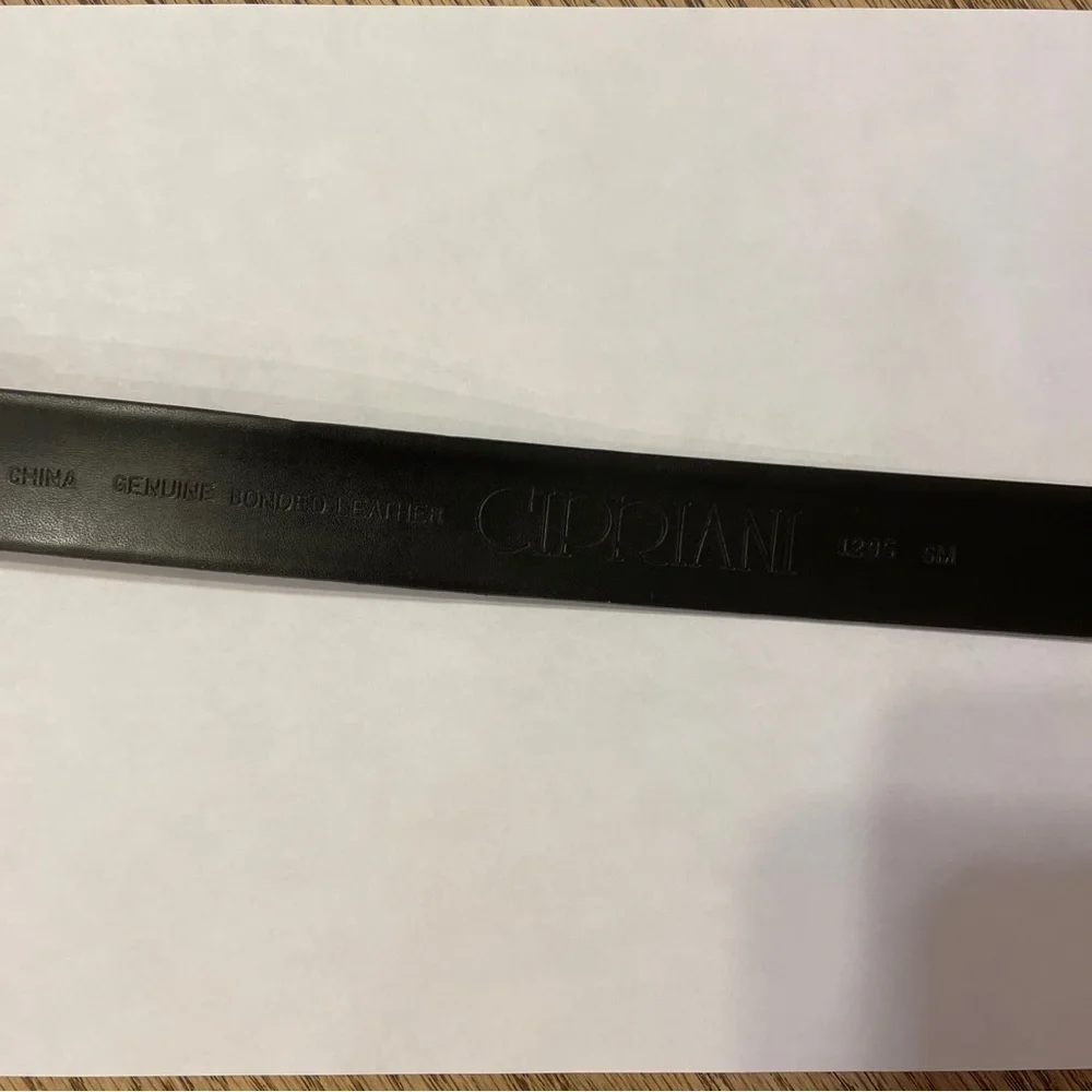 Cipriani 1” Black Leather Adjustable Belt Size S/M